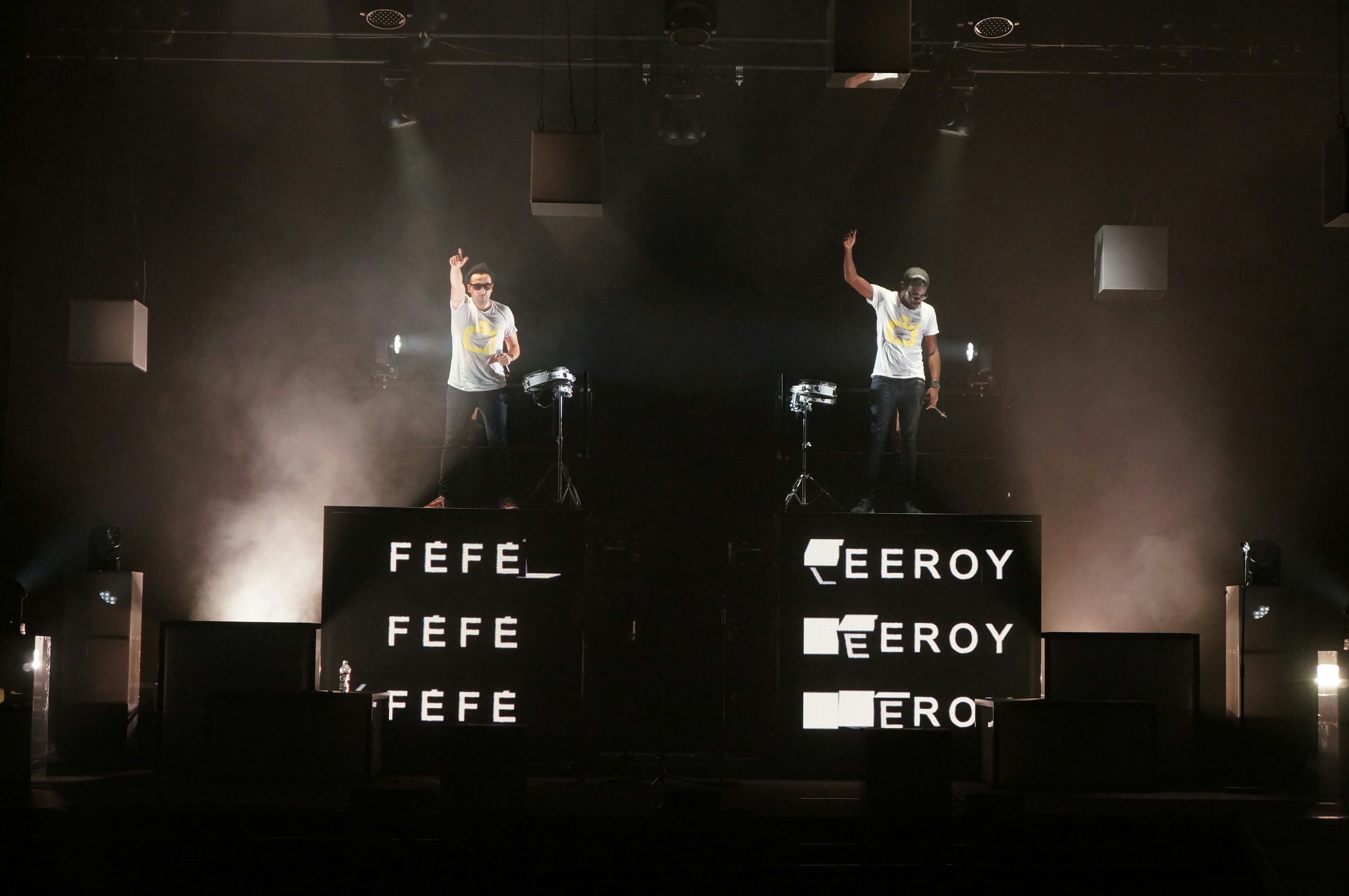 Fefe & Leeroy, 365 Jours Tour, 2019, 2020, scenography, light design, video design, illuminated cubes.
